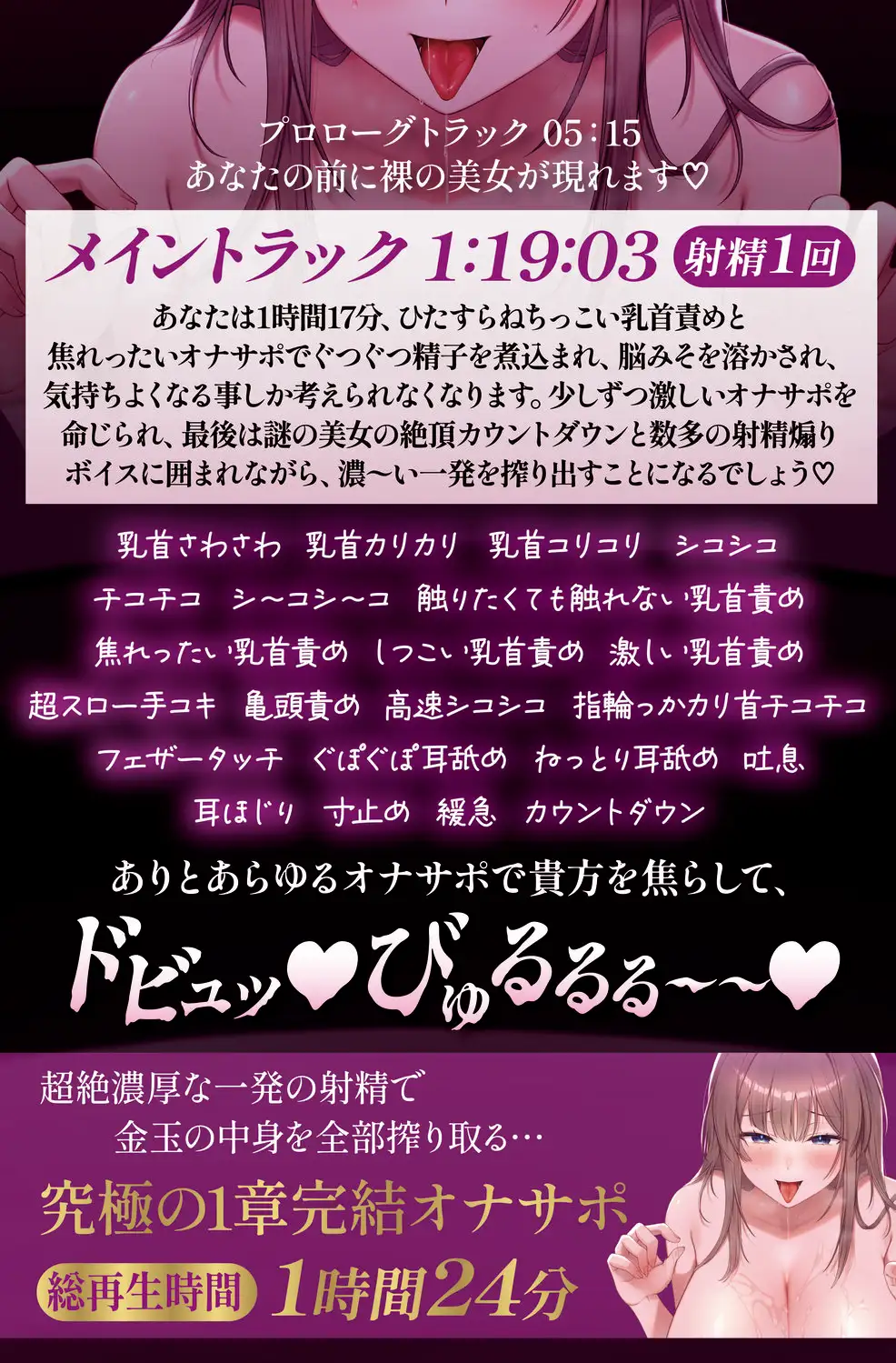【オナサポ】濃〜い一発の為に1時間17分焦れったいオナサポで乳首とちんぽをいじめ抜かれる音声の特徴