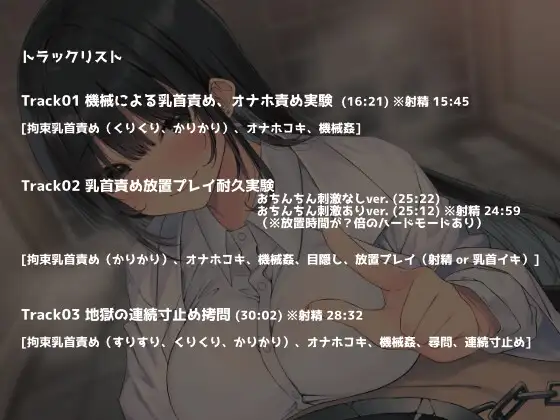 地獄の乳首責め○問開発のための実験台にされる話のトラックリスト